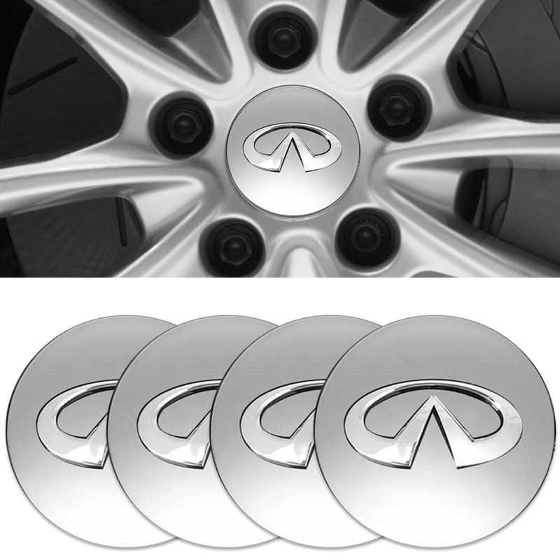 Thcbme 4pcs Wheel Center Caps Sticker for Infiniti, Silver Wheel Center Hub Covers Sticker, 65mm/2.56'' - Image 1
